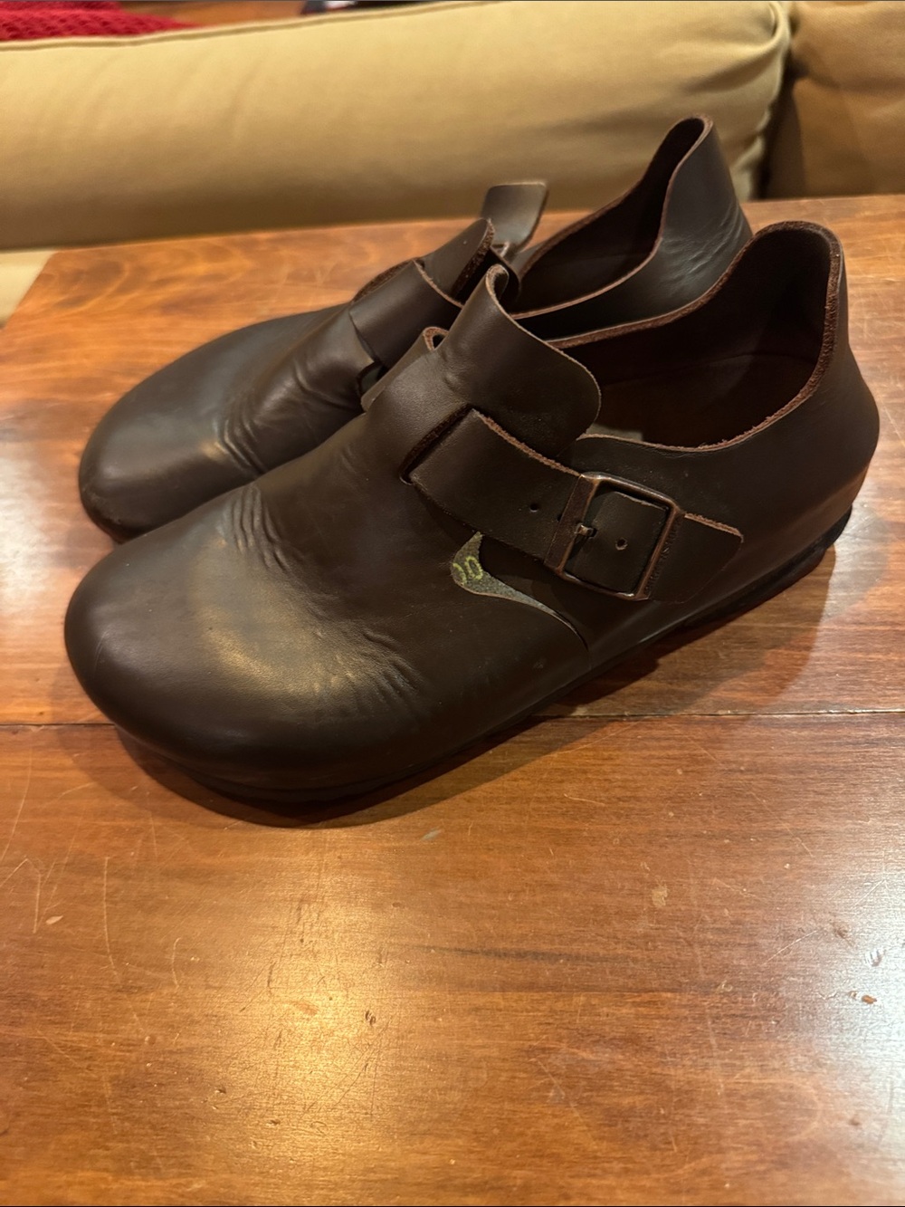 Birkenstock London Buckle Clogs Brown Leather 38 Regular Fit Made in Germany